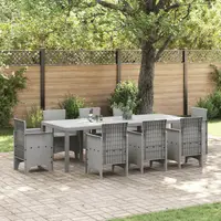 Masa de gradina Gossi gri deschis 250x100x73 cm poly rattan, masa de gradina Gossi gri deschis 100x100x73 cm poly rattan, masa de gradina Gossi gri deschis 150x100x73 cm poly rattan