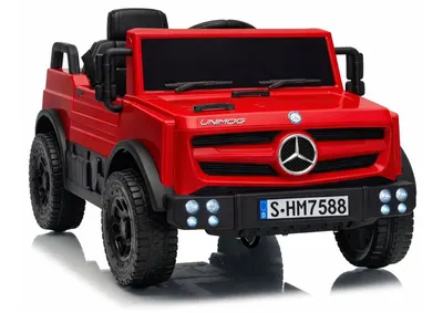 Masinuta electrica pentru copii Mercedes Unimog HM7588 6V4Ah Red, cu telecomanda 2.4G, roti EVA, 2 motoare 45W, bluetooth, port USB, slot Micro SD, MP3 si faruri LED, 90 x 53 x 50 cm