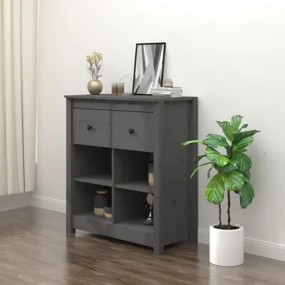 vidaXL Servantă, gri, 70x35x80 cm, lemn masiv de pin