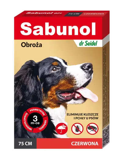 Sabunol Dog GPI, Zgarda Antiparazitara Caini 25-50 kg, Culoare Rosu (75cm)