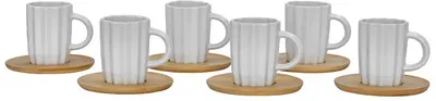 Set de cești de espresso Maison - Cactus, 6 bucăți, 180 ml, alb