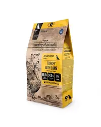 COUNTRY OF ANIMALS hrană uscată cu curcan și miel pentru câini M 2 kg