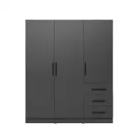 Dulap LEON cu sistem soft close, 3 usi si 3 sertare, antracit, 150x45x180 cm