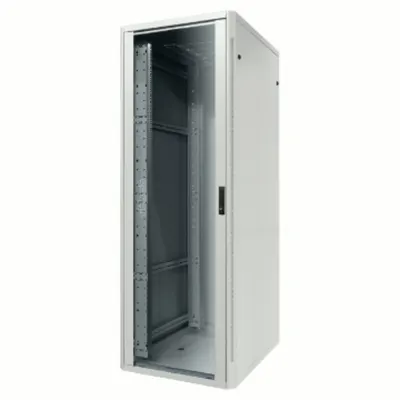 Dulap Rack19'' montaj pe pardoseala - METAL - TRANSPARENT DOOR - 2 POSTS - 30U - 600X1485X600 - RAL 7035 GREY