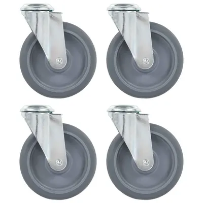 Gossi roti pivotante cu gaura pentru surub, 4 buc., 125 mm