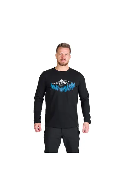 Tricou bumbac cu maneca lunga barbati Stewart - Negru