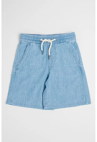 Pantaloni scurti din chambray - Albastru deschis