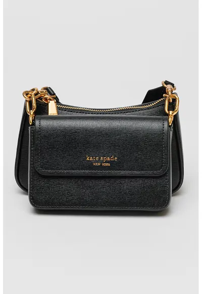 Geanta crossbody din piele Double Saffiano - Negru