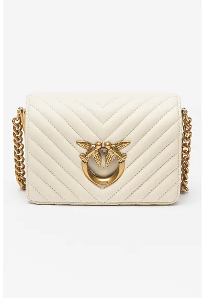 Geanta crossbody de piele Love Click - Alb fildes