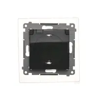 Priza Schuko IP44 cu obturator si rama, capac transparent, 16 A, 250V~, borne cu surub, maron mat metalic