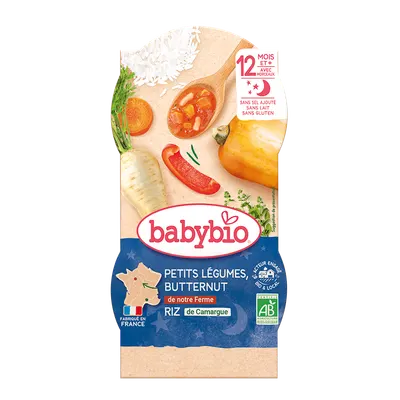 Meniu bio piure din legume si orez +12 luni, 2 x 200g, BabyBio