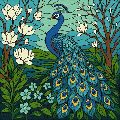 Set de pictură după numere Ideyka - Păun, 30 x 30 cm