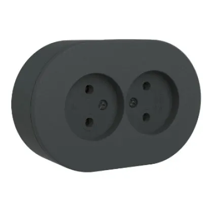 Priza Dubla Fara CP PT xOne Ovivo OV00959, 16A, 250V, IP54, antracit