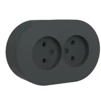 Priza Dubla Fara CP PT xOne Ovivo OV00959, 16A, 250V, IP54, antracit