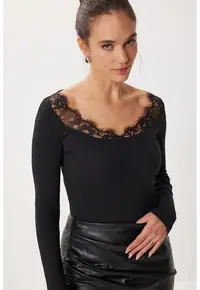 Bluza dama - Happiness Istanbul - Negru - Bumbac/Elastan