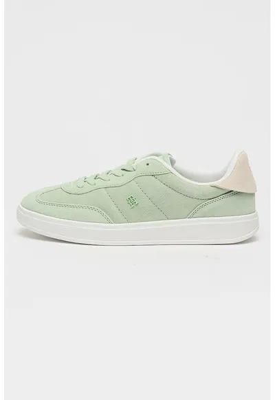 Pantofi sport Heritage din piele intoarsa cu monograma - Verde fistic