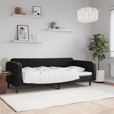 vidaXL Pat de zi, negru, 90x190 cm, catifea