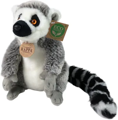 Jucărie de pluș Rappa Eco Friends - Lemur, în picioare, 22 cm