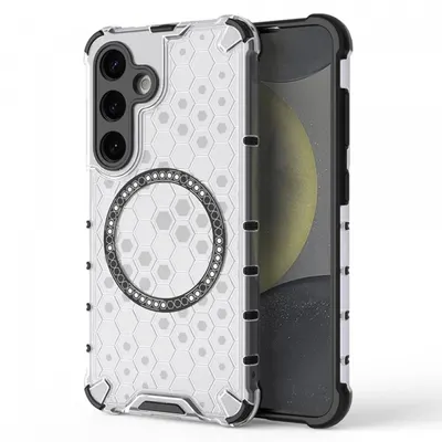 Husa MagSafe pentru Samsung Galaxy S24 S921, Techsuit, HoneyComb Shield, Alba