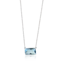 Lant cu pandantiv din aur alb cu un topaz albastru octogonal de 2.4ct