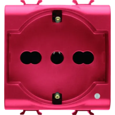 Italian/german Standard Priza 250v Ac - For Dedicated Lines - 2p+e 16a Dual Amperage - P30-P17 - 2 Modules - Red - Chorus
