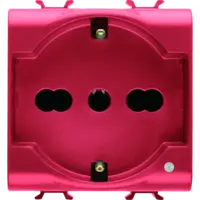 Italian/german Standard Priza 250v Ac - For Dedicated Lines - 2p+e 16a Dual Amperage - P30-P17 - 2 Modules - Red - Chorus