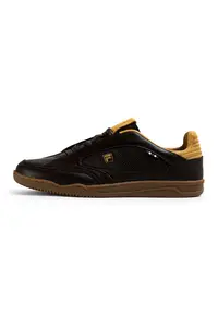 Pantofi sport low-cut de piele Slantshot - Maro inchis/Galben mustar