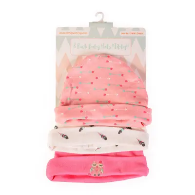 Set 3 caciulite pentru bebelusi Cangaroo Tibby pink