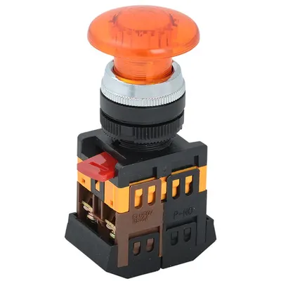Control buton AELA22 Mushroom galben d22mm neon /240V 1C+1r