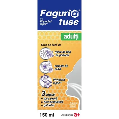Sirop de tuse pentru adulți Faguria, 150 ml, Antibiotica SA