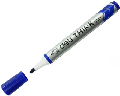 Deli Think Whiteboard Marker - EU00130, 2 mm, albastru
