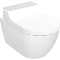 Set vas WC rimless cu functie de bideu si capac soft close, ornament otel inoxidabil lustruit, Geberit AquaClean Tuma Comfort
