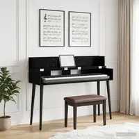vidaXL Birou de studio Stejar Negru 110 x 40 x 19,5 cm Lemn prelucrat