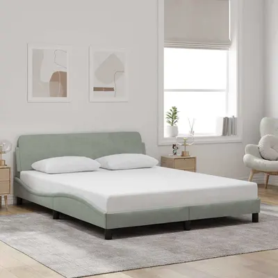 vidaXL Cadru de pat, Dover, gri deschis, 160x200 cm, catifea