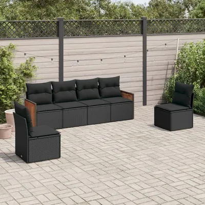 Gossi set mobilier de gradina cu perne, 6 piese, negru, poliratan