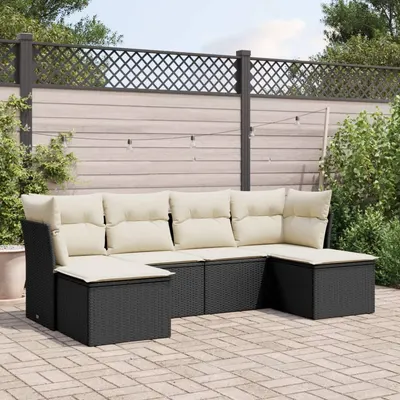 Gossi set mobilier de gradina cu perne, 6 piese, negru, poliratan