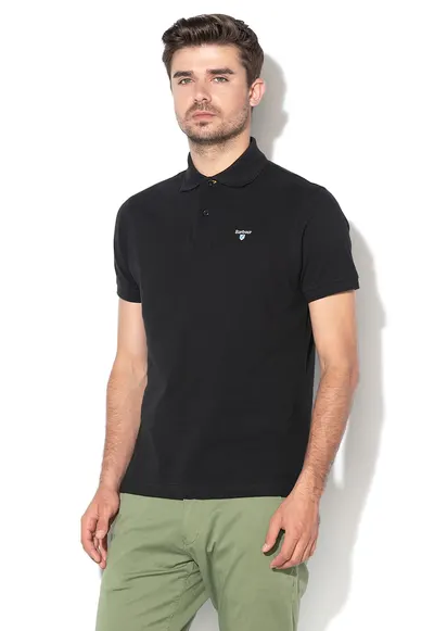 Tricou polo din pique - Negru