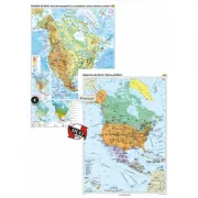 America de Nord. Harta fizico-geografica si a principalelor resurse naturale de subsol si America de Nord. Harta politica – Duo Plus ( CR-3113DPAt120x