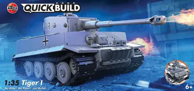 Model asamblat Airfix Militar : Tancuri - QUICKBUILD Tiger I Tank - Asamblare fără lipici