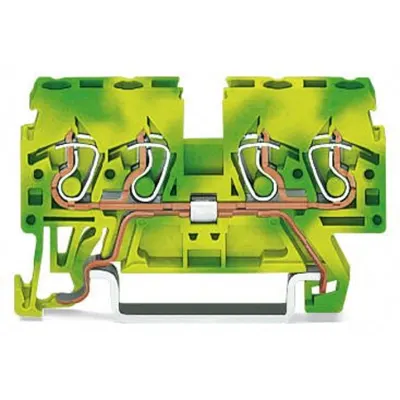 4-conductor ground terminal block; 2.5 mm²; lateral marker slots; for DIN-rail 35 x 15 and 35 x 7.5; CAGE CLAMP®; 2,50 mm²; green-yellow