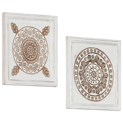 vidaXL Decorațiuni Artă 2 buc. 40 x 40 x 1,5 cm Lemn prelucrat