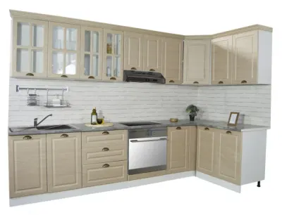 Set bucatarie SQUARE COLT 300x140 cm, 11 corpuri, blat termorezistent, fronturi MDF, fag