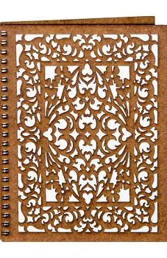 Agenda din lemn: Model filigranat complex