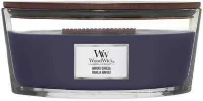 Lumânare parfumată WoodWick Hinoki Dahlia, 453.6 g