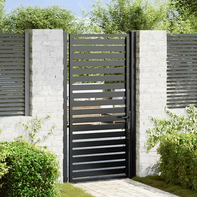 Gossi poarta de gradina incuiata neagra 100x180 cm aluminiu