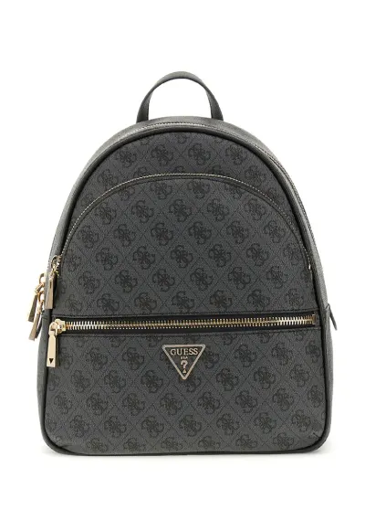 Rucsac din piele ecologica cu model monograma Manhattan II - Gri antracit
