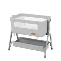 Patut Co-sleeper 3-in-1 Tulano 50 Dream Light Grey, pliabil, inaltime reglabila, functie anti-reflux, saltea si plasa insecte incluse, roti cu blocare, fixare pat parinti cu centuri de ancorare ,material textil premium