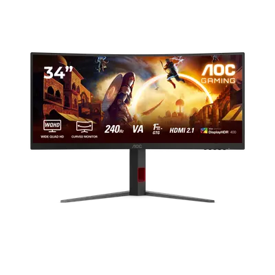 Monitor Gaming AOC CU34G4Z, 34", 3440 x 1440 pixeli, Black, Red, 3 ani Garantie