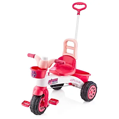 Prima mea tricicleta cu maner si claxon, Guclu Toys, Princess