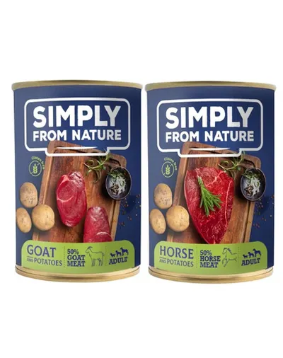 SIMPLY FROM NATURE Hrana umeda pentru caini, mix carne de cal si cartofi/carne de capra si cartofi 400 g x 12 buc.